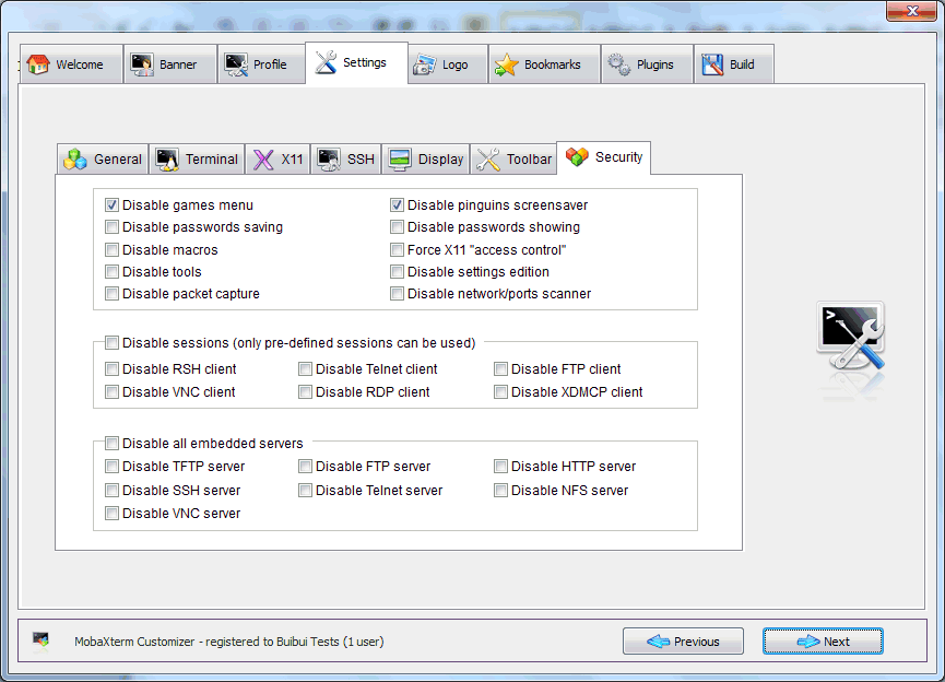 MobaXterm Customizer Settings